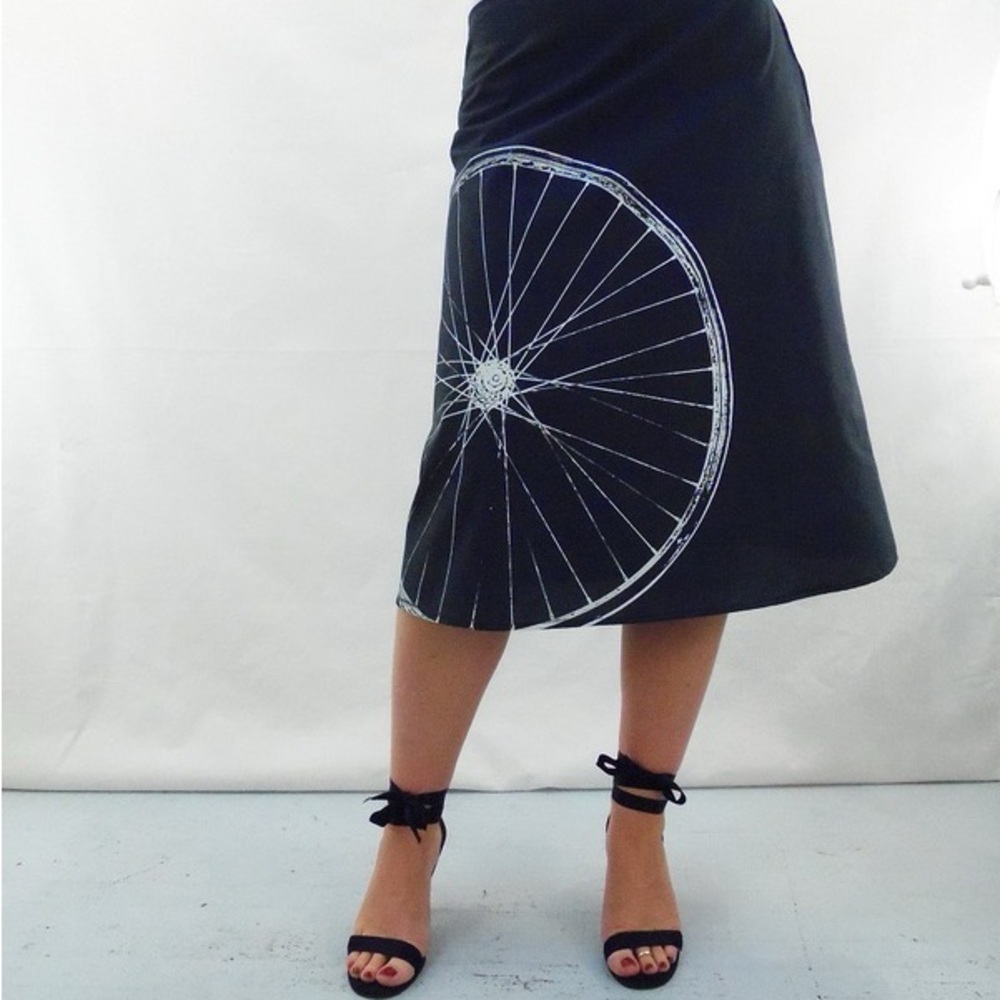 🖤Black A-Line Cotton Bicycle Skirt by Designer Angie’s Sweatshop - Picture 6 of 6